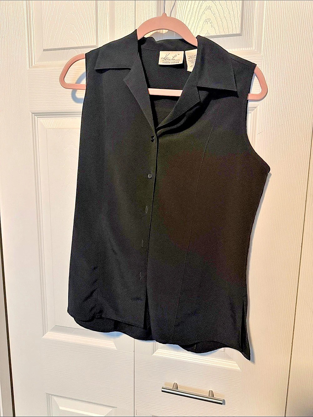 Kathy Lee collection Black Sleeveless Button Front Size Medium